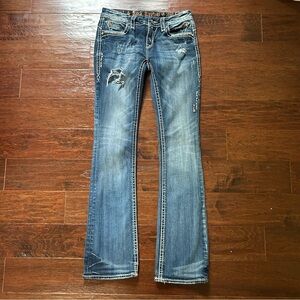 COPY - Rock Revival Women's 29 Stretch May Easy Boot Blue Jean Distressed Y2K